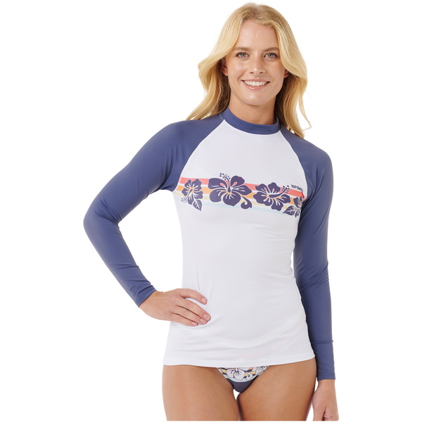 2025 Rip Curl Womens Waikiki Waves UPF Long Sleeve Rash Vest 18ZWRV - Navy